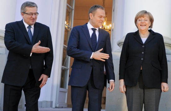 prezydent Bronisław Komorowski, premier Donald Tuski, kanclerz Angela Merkel